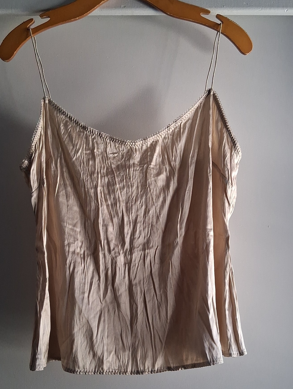 Ellie Tahari Silk Cami Tank Top Gold /Beige Size Large Y2K